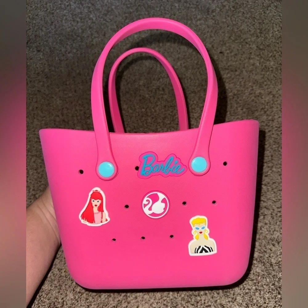 Kids Barbie Pink Tote with Decorative Patches